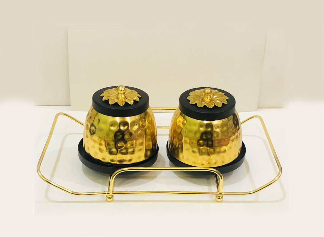 Gold plated jar set